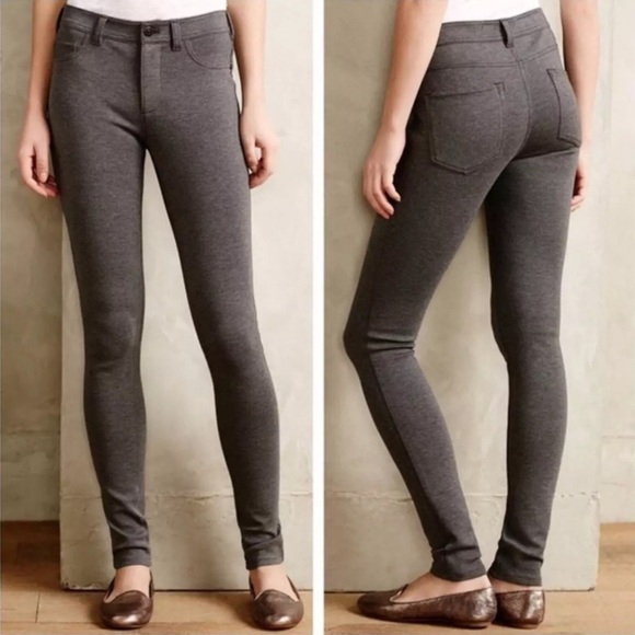 Anthropologie Pilcro And The Letterpress Gray Serif Ankle Ponte Pants Skinny 27 - Picture 1 of 7